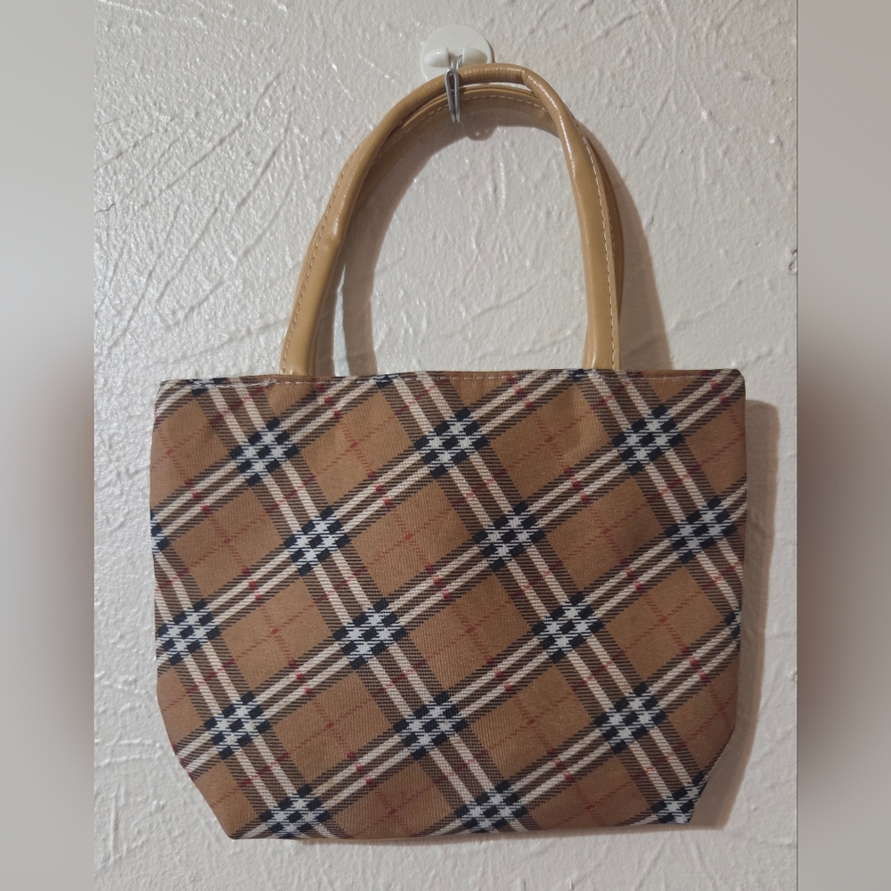 Tan Tartan Plaid Mini Handbag